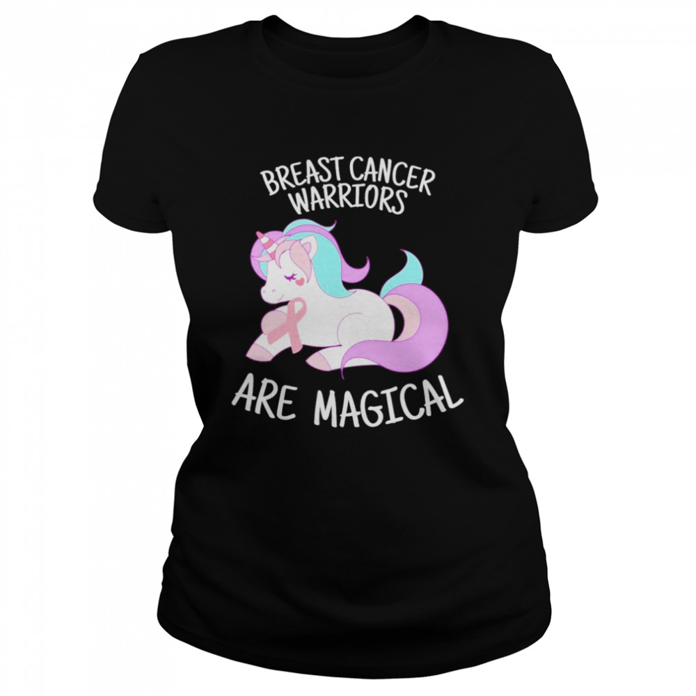 unicorn breast cancer warriors are magical art breast cancer awareness classic womens t shirt