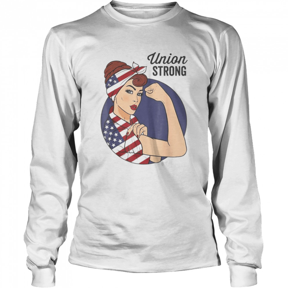 union labor day for women rosie the riveter usa flag long sleeved t shirt