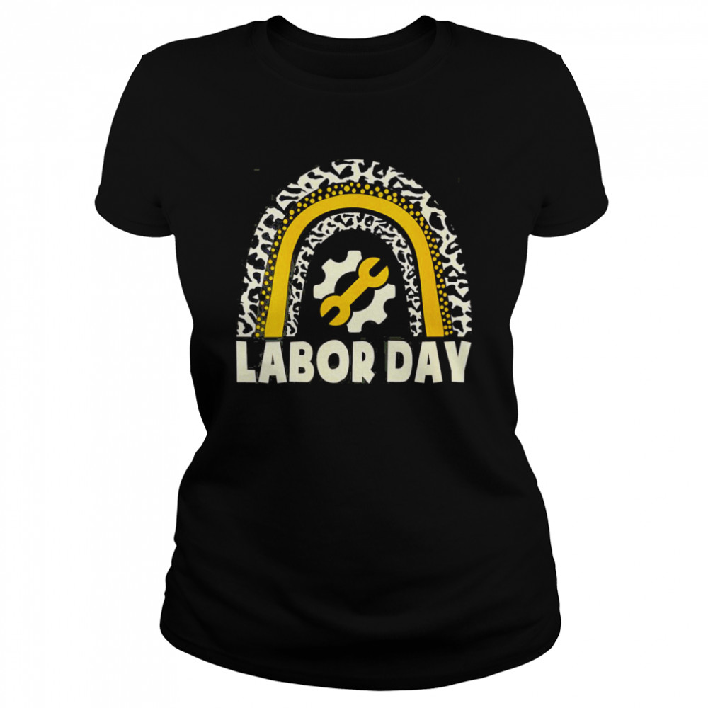 Women’s Labor Day For Women Girls Kids Cute Leopard Rainbow  Classic Women's T-shirt