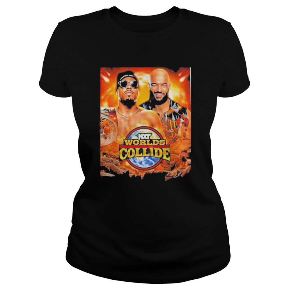 wwe nxt worlds collide ricochet vs carmelo hayes in north american title classic womens t shirt