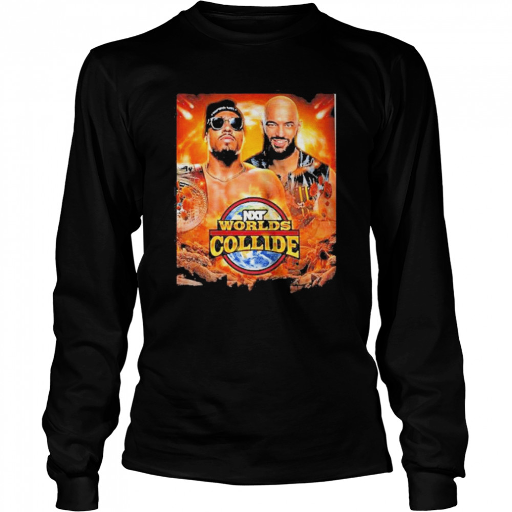 wwe nxt worlds collide ricochet vs carmelo hayes in north american title long sleeved t shirt
