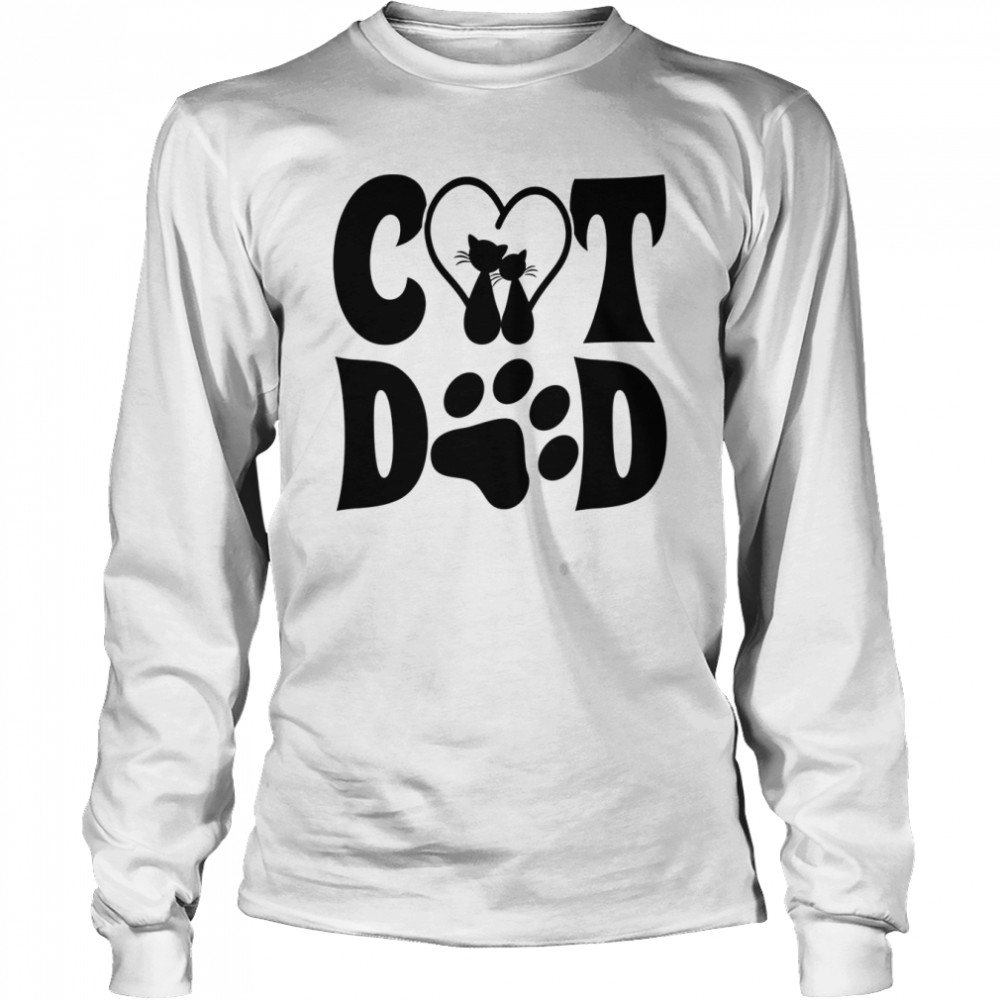 Cat Dad Heart Personalized Cat Dad  Long Sleeved T-Shirt