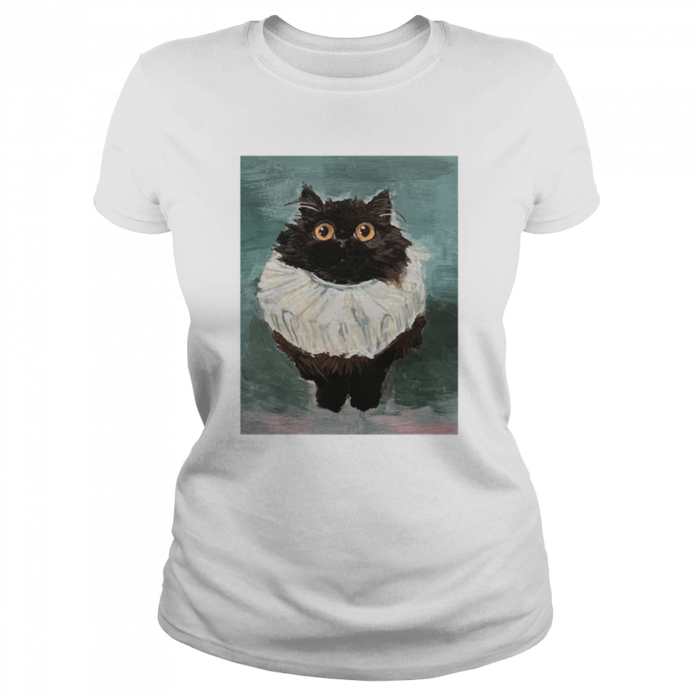 Cat Kitten Black Cat Elizabethan Ruffle Rebeccasalinasart Friendly Noodles Shirt Classic Women'S T-Shirt