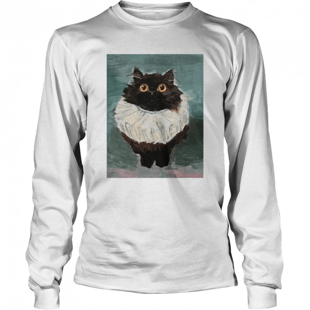 Cat Kitten Black Cat Elizabethan Ruffle Rebeccasalinasart Friendly Noodles Shirt Long Sleeved T-Shirt