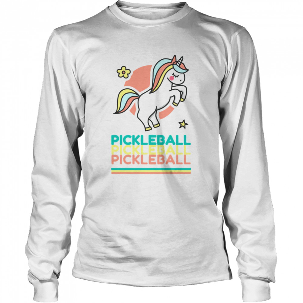 Cute Pickleball Unicorn Shirt Long Sleeved T Shirt
