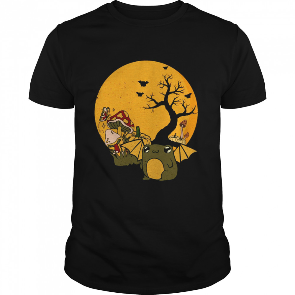 Frog Bat Cottagecore Aesthetic Halloween Mushroom Pumpkin shirt