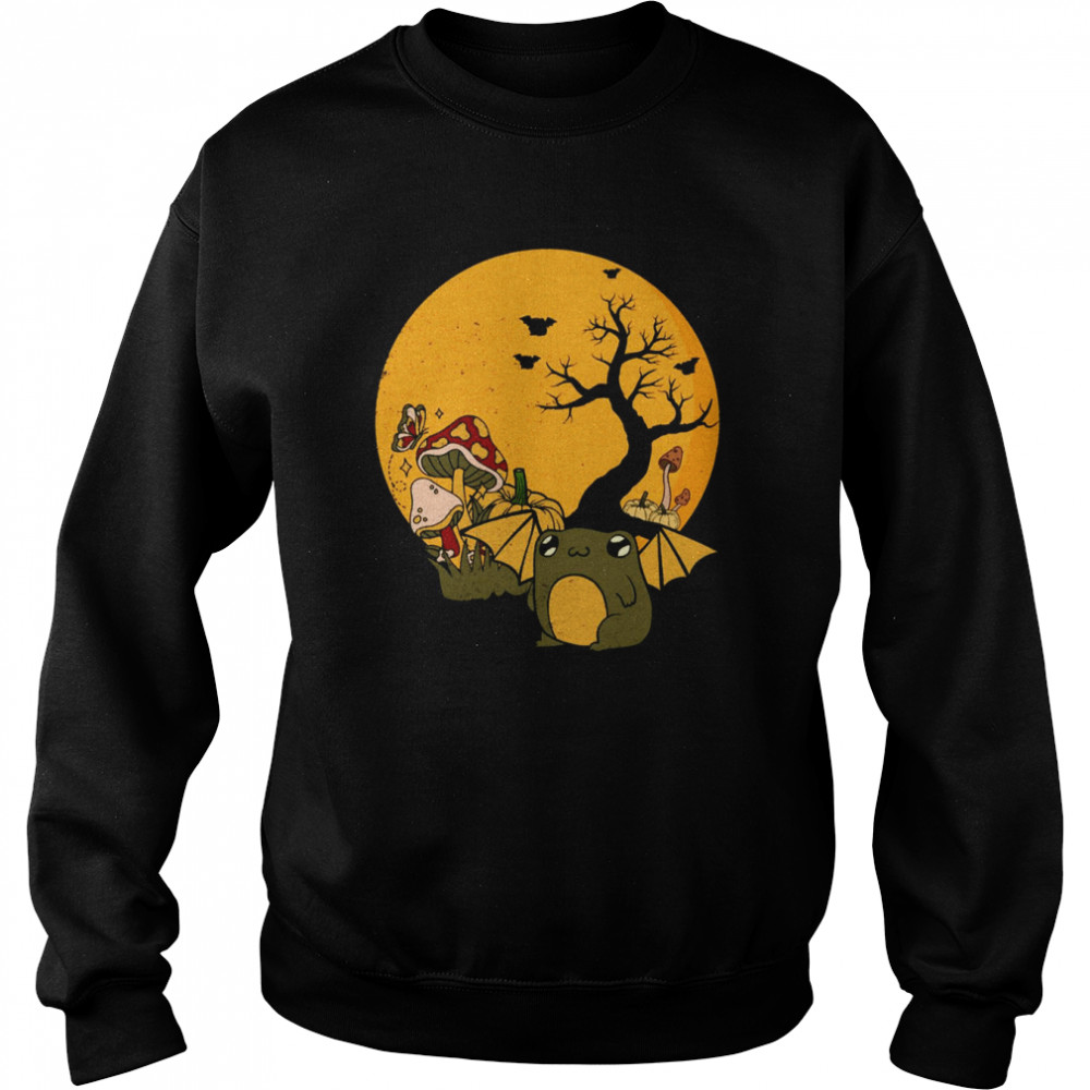 Frog Bat Cottagecore Aesthetic Halloween Mushroom Pumpkin Shirt Unisex Sweatshirt