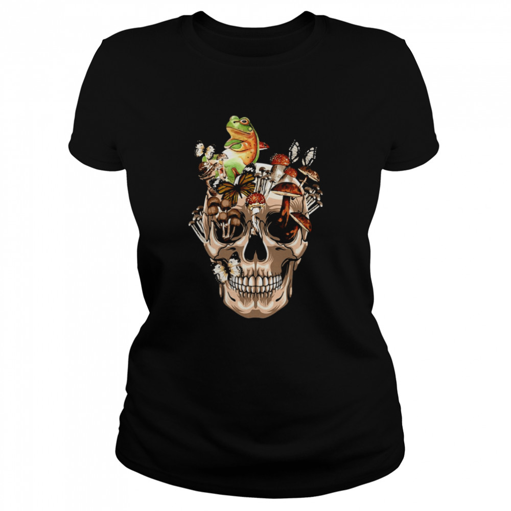 Halloween Cottagecore Frog Vintage Skull Shirt Classic Women'S T-Shirt