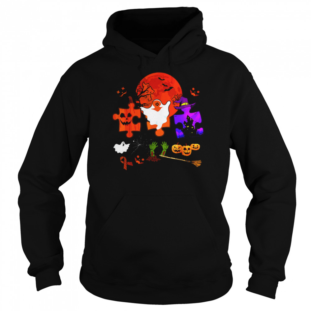 Halloween Three Puzzles Scary Witch Pumpkin S Unisex Hoodie