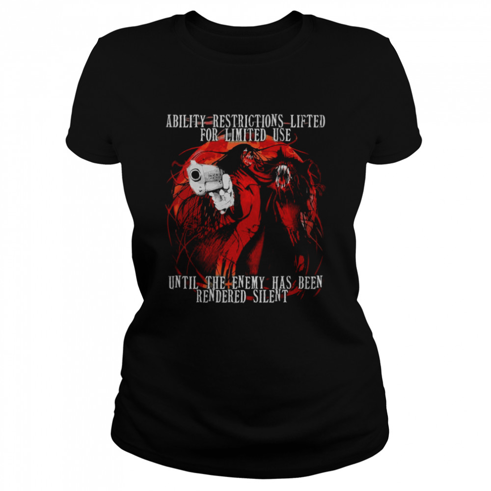 Ability Restrictions Lifted For Limited Used Until The Enemy Has Been Rendered Silent Anime Shirt Classic Womens T Shirt