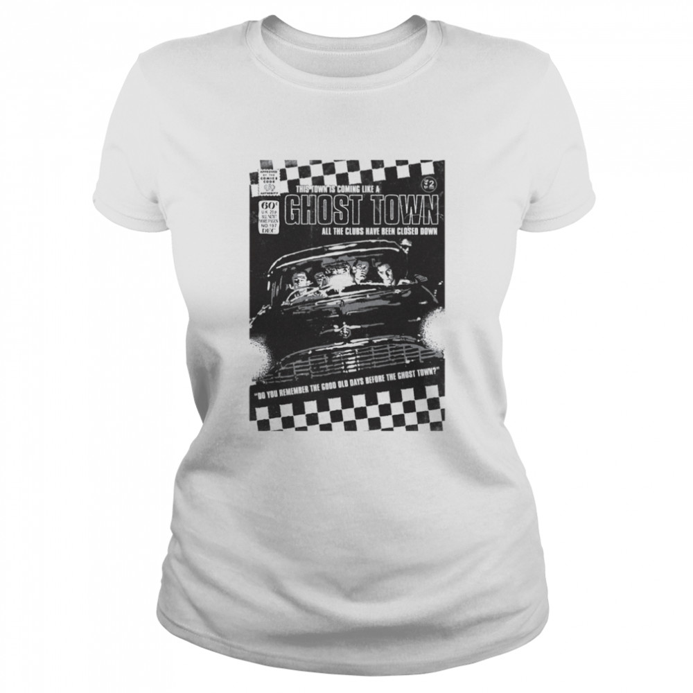 Black And White Ghost Town Vintage Halloween Shirt Classic Womens T Shirt