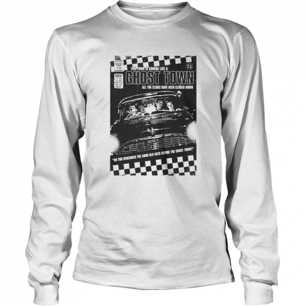 Black And White Ghost Town Vintage Halloween Shirt Long Sleeved T-Shirt