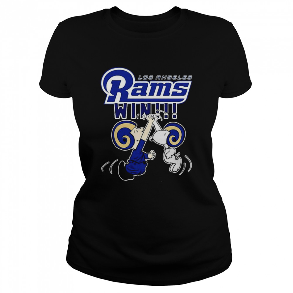 Charlie And Snoopy High Five Win Nfl Los Angeles Rams T Classic Womens T Shirt