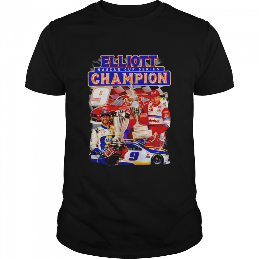 Chase Elliott and Bill Elliott Nascar Cup Series Champion signatures shirt