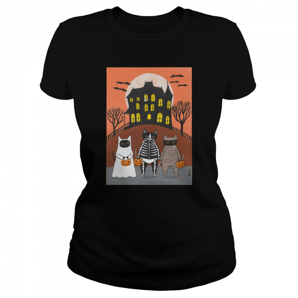 Halloween Trick Or Treat Cats Shirt Classic Women'S T-Shirt