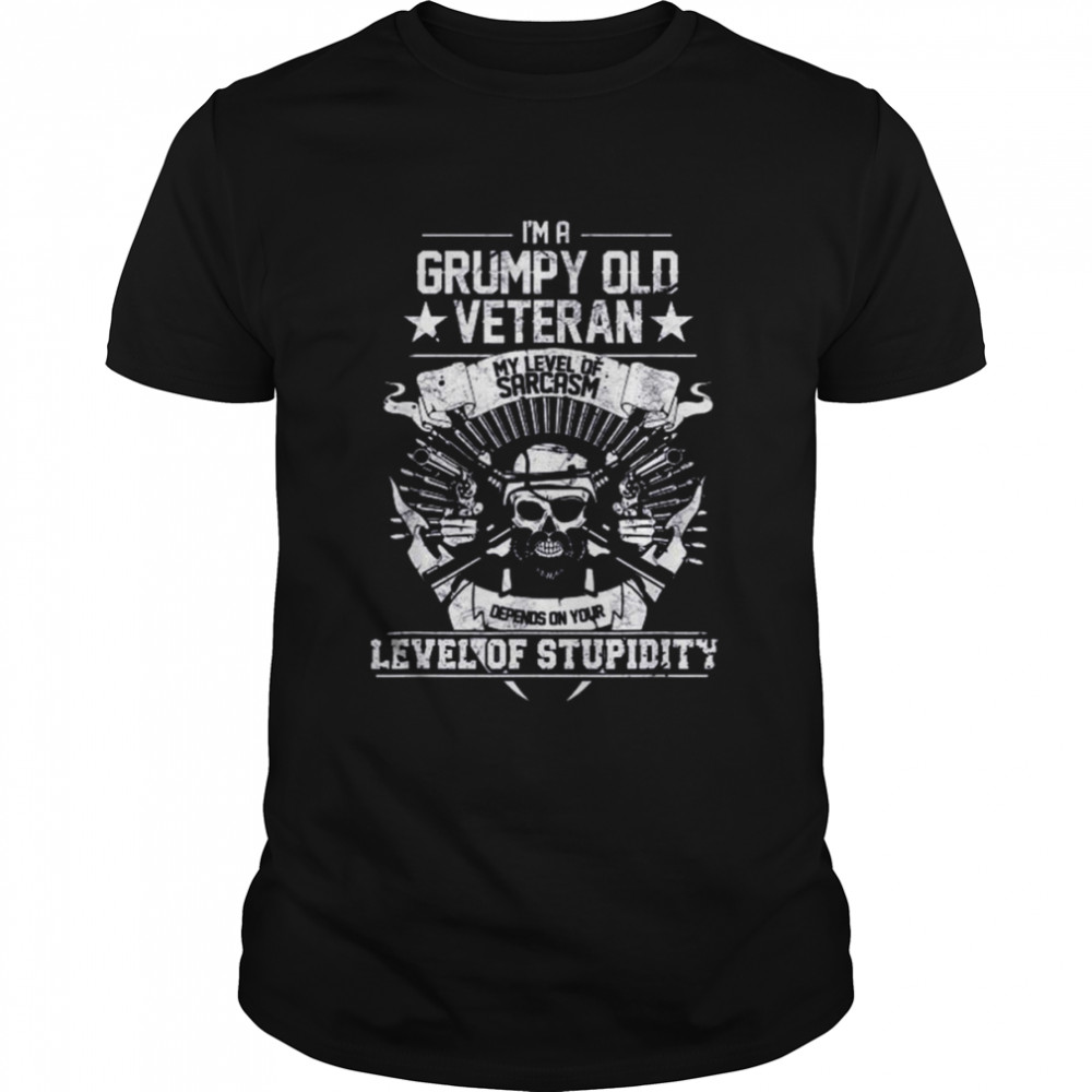 Halloween Veteran Grumpy Old Level Of Stupid Black Shirts