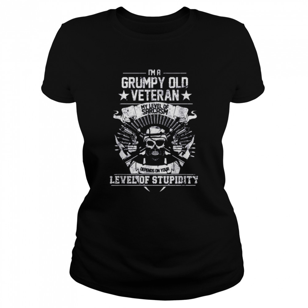 Halloween Veteran Grumpy Old Level Of Stupid Black S Classic Womens T Shirt