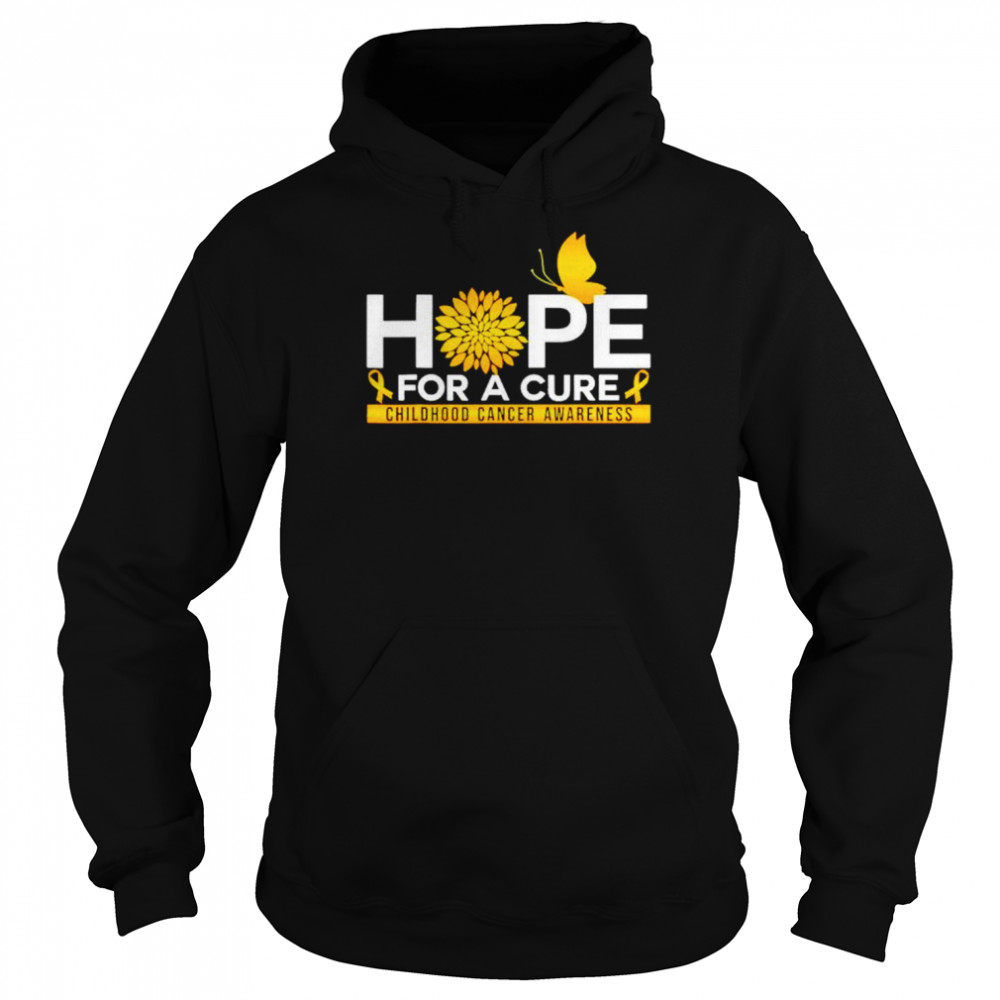 Hope For A Cure Childhood Cancer Awareness Butterfly Shirt Unisex Hoodie