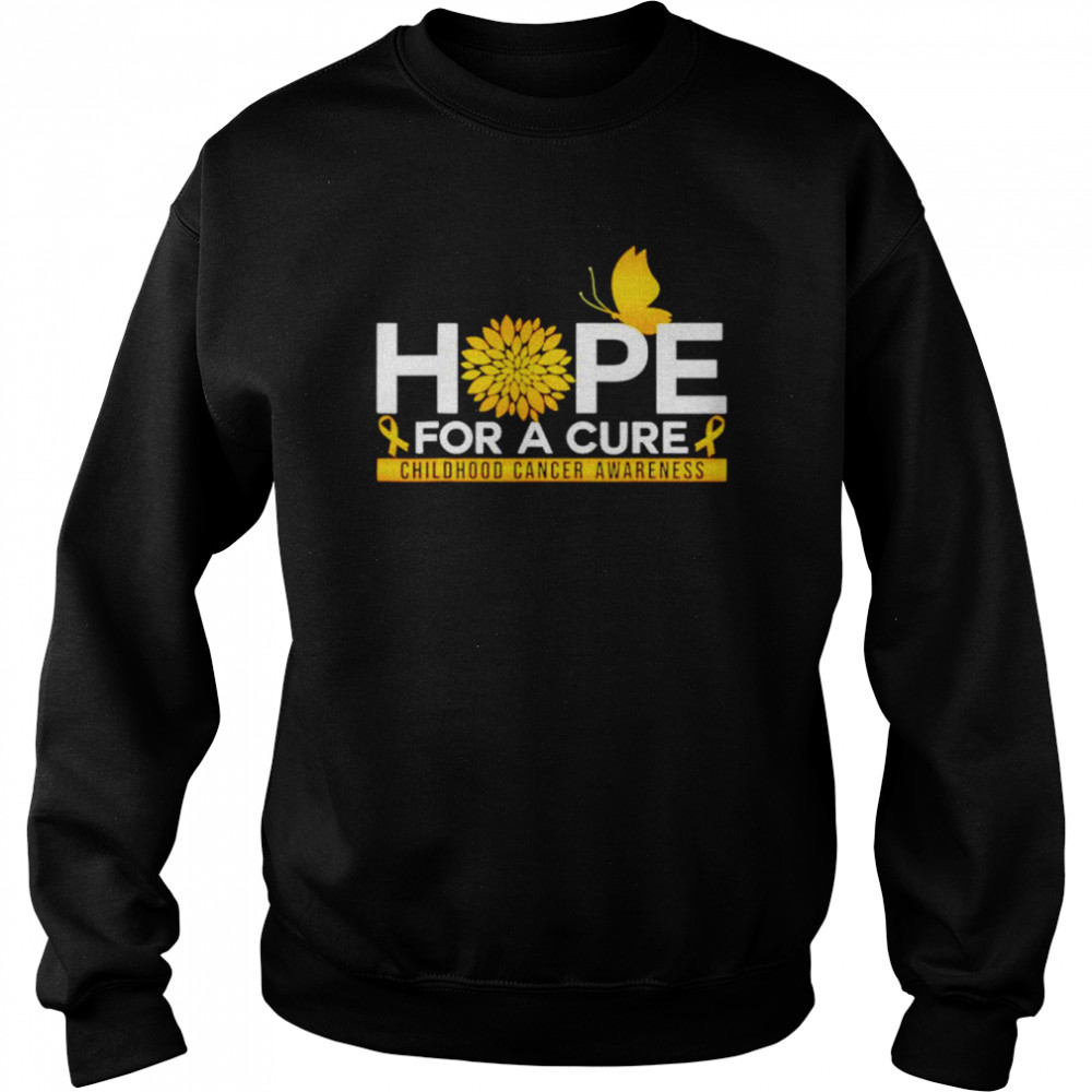 Hope For A Cure Childhood Cancer Awareness Butterfly Shirt Unisex Sweatshirt