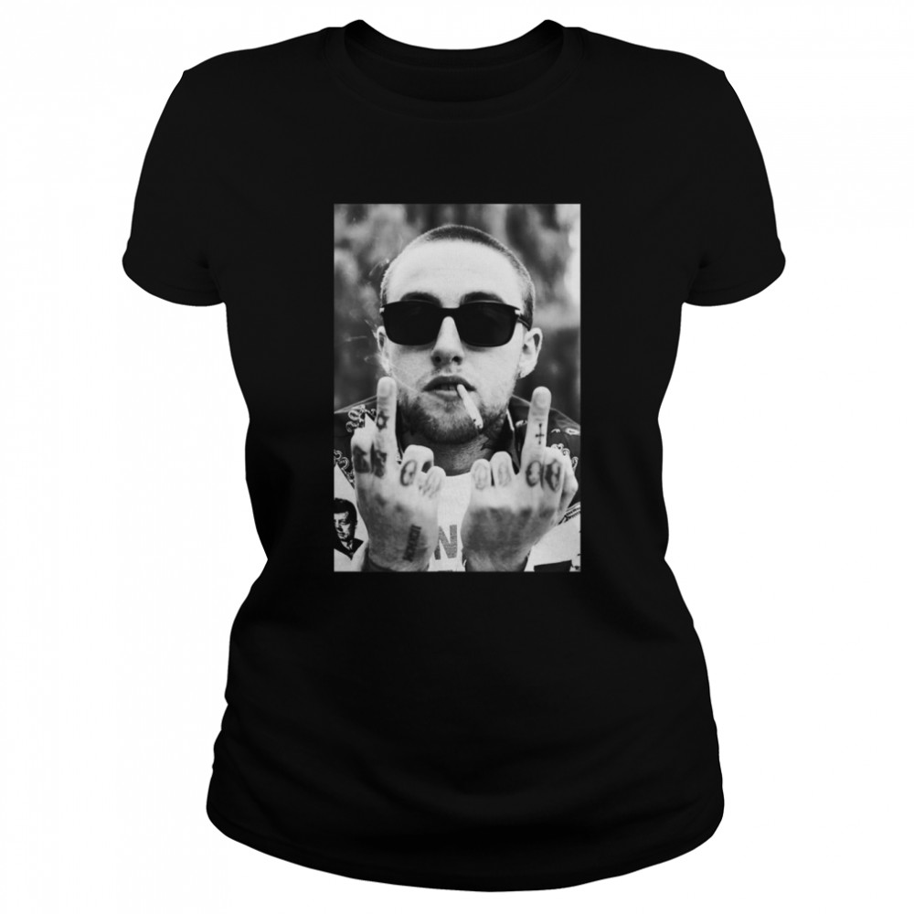 Smoking Mac Miller Middle Fingers Shirt Classic Women'S T-Shirt