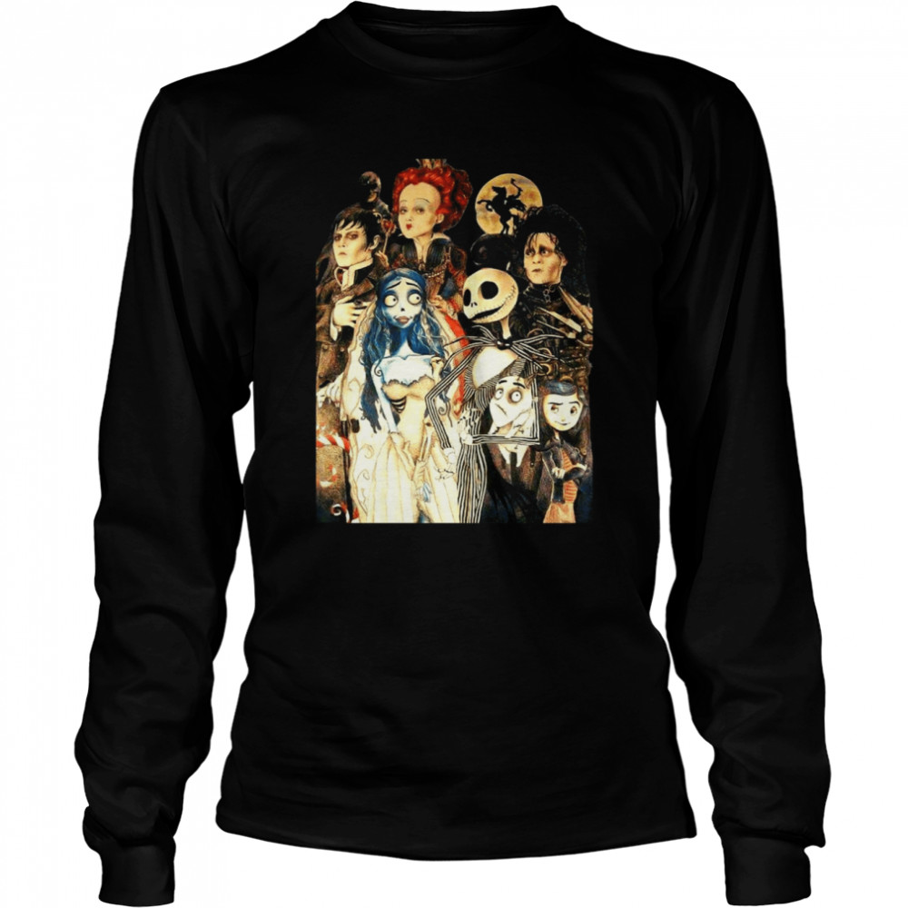 Tim Burton Films Characters Spooky Halloween Theme Shirt Long Sleeved T-Shirt