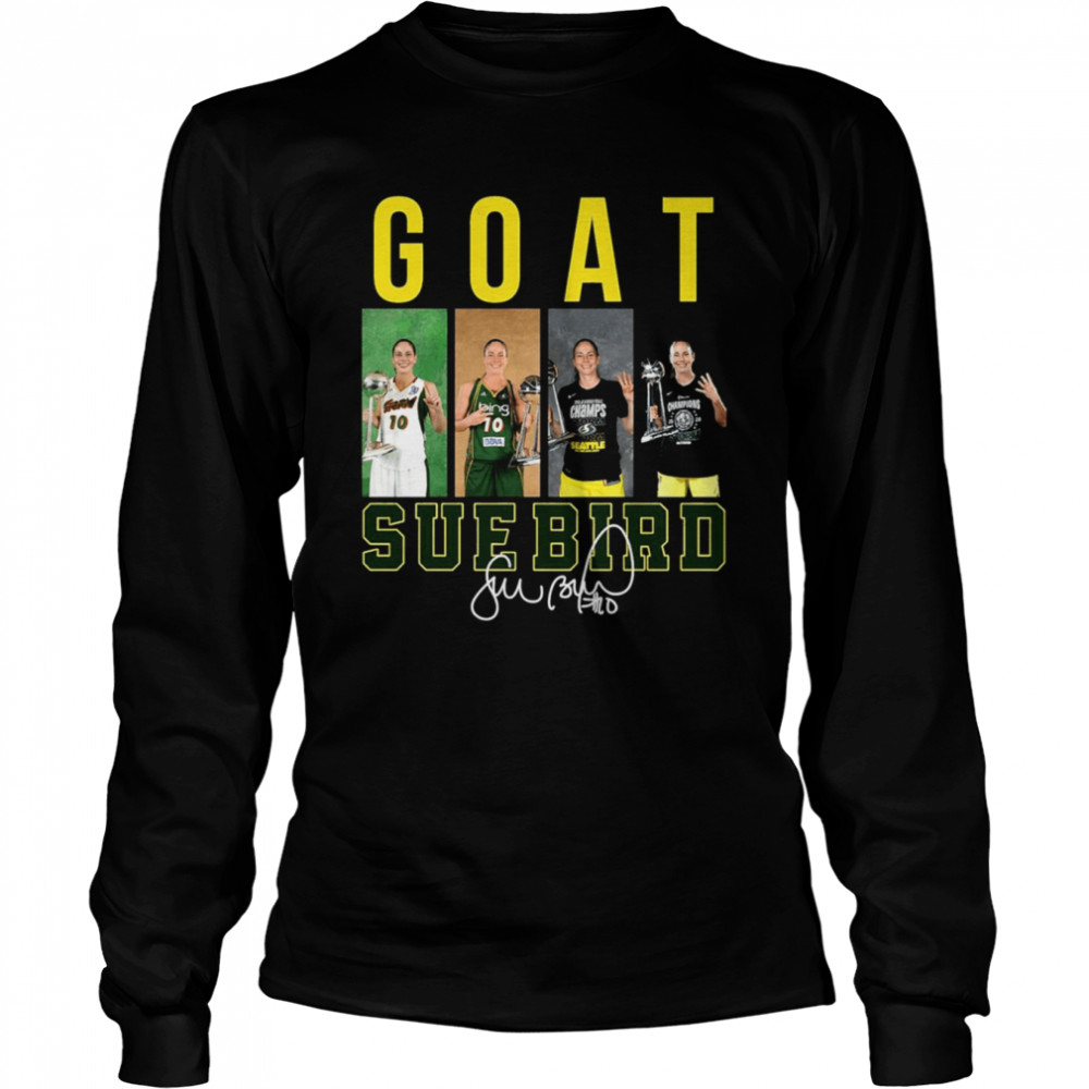 Wnba Basketball Player Sue Bird Goat Signed Shirt Long Sleeved T Shirt