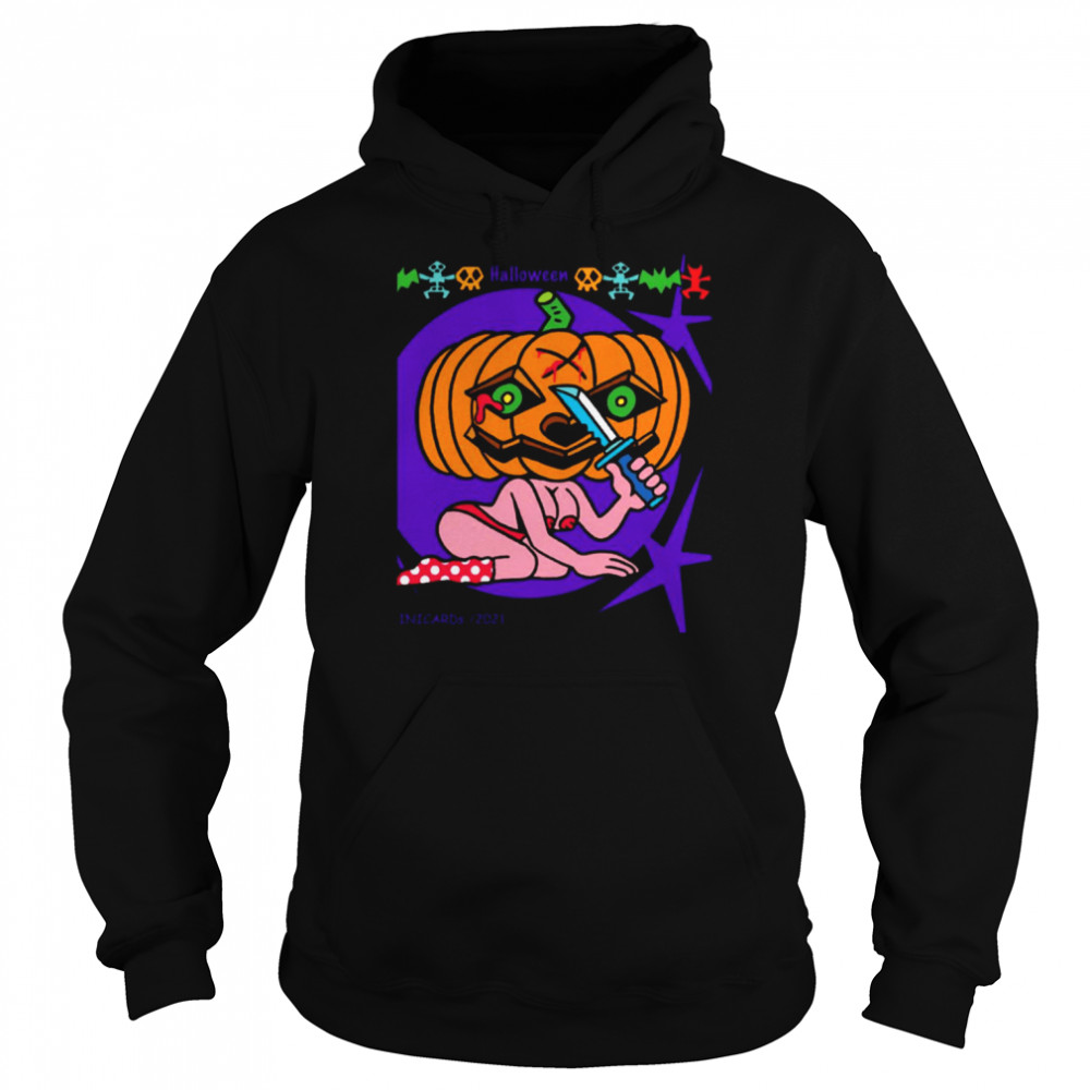 Halloween Scary Pumpkin Head Sexy Woman Body Shirt Unisex Hoodie