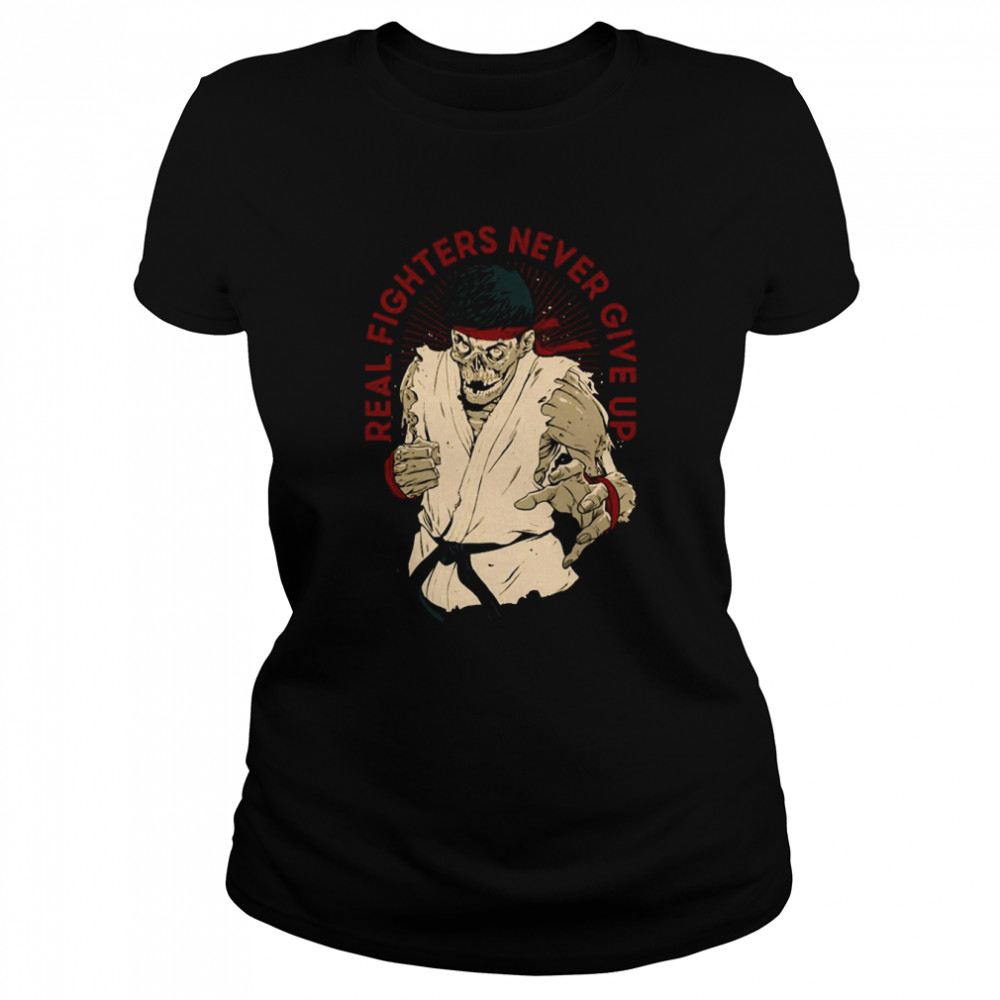 Real Fighters Never Give Up Round 99 Cobra Kai Halloween Shirt Classic Women'S T-Shirt