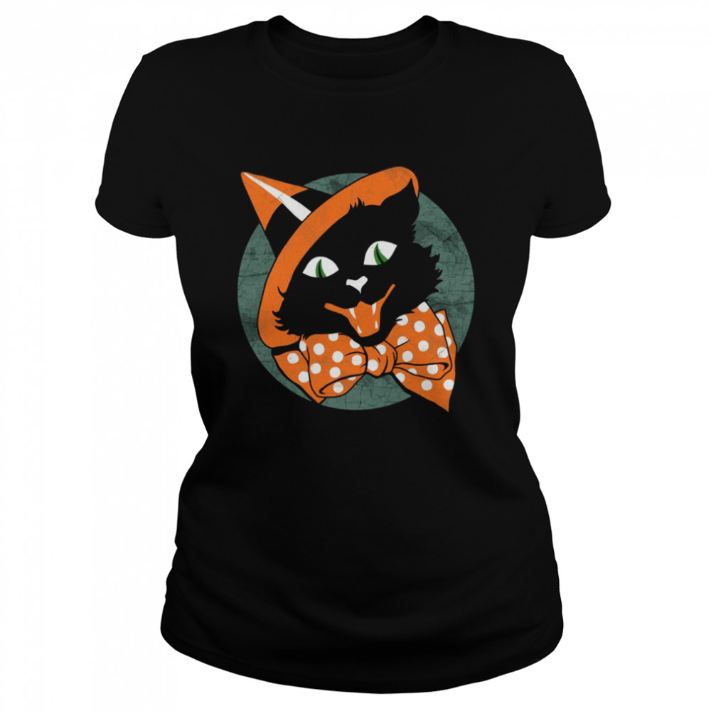 Vintage Halloween Spooky Black Cat Disneyland S Classic Womens T Shirt