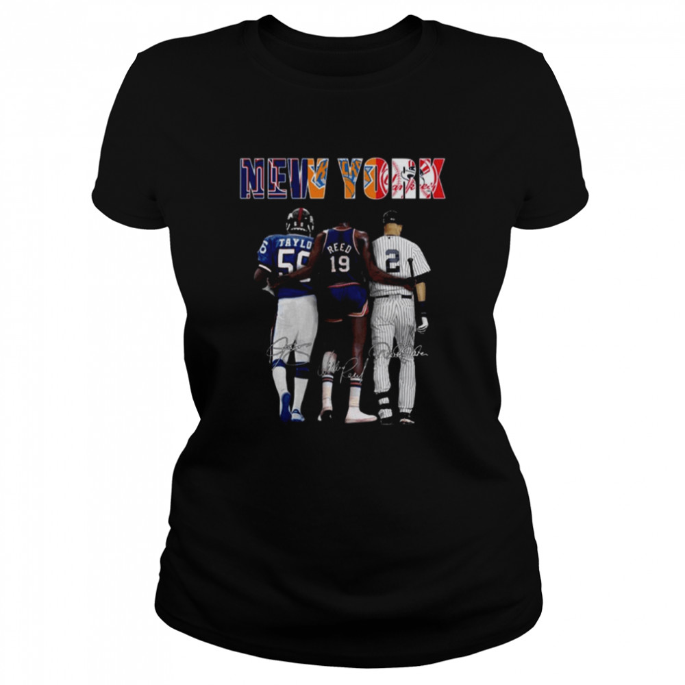 Awesome New York Sports Teams New York Yankees New York Knicks New York Giants T Classic Womens T Shirt