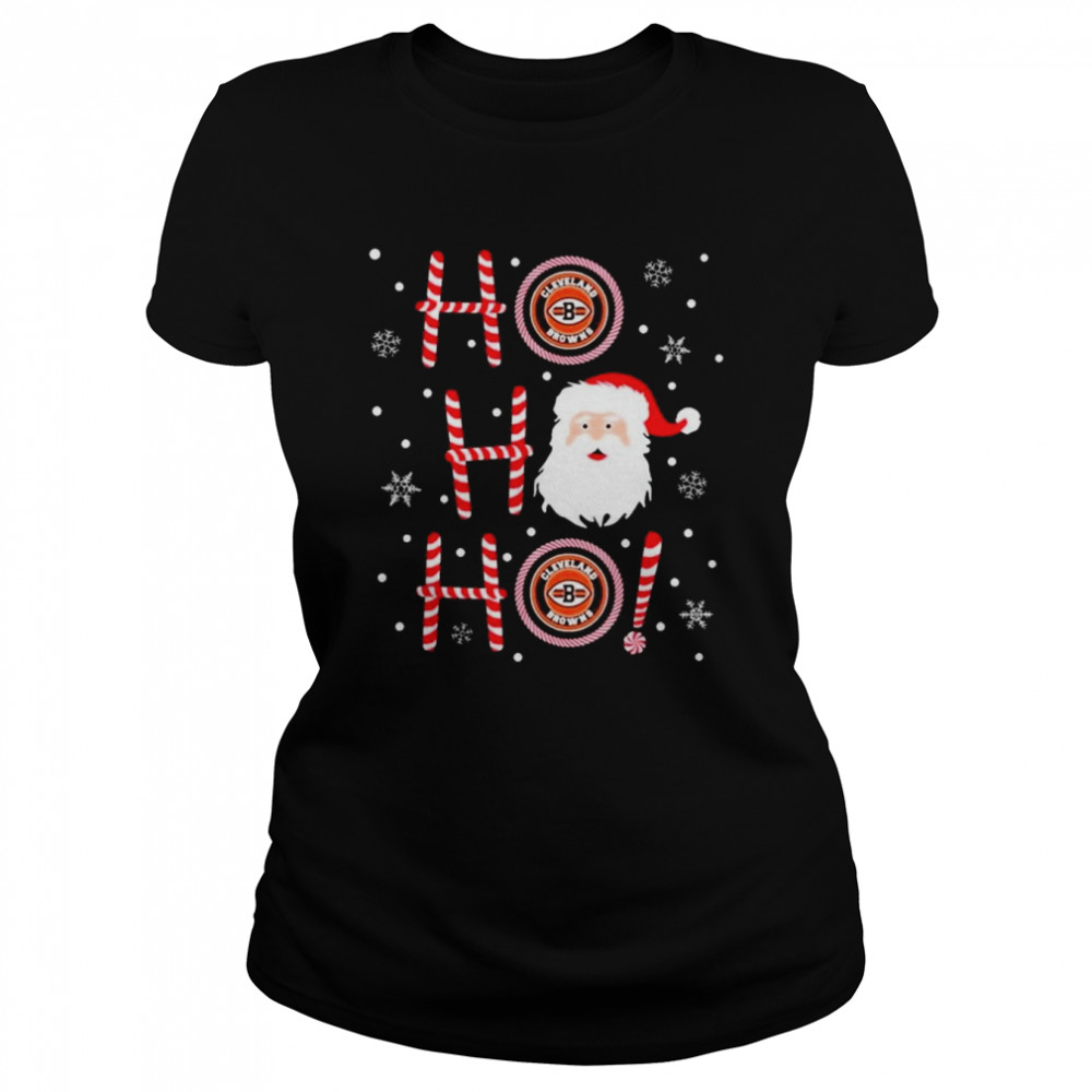 Cleveland Browns Santa Claus Ho Ho Ho Merry Christmas Shirt Classic Women'S T-Shirt