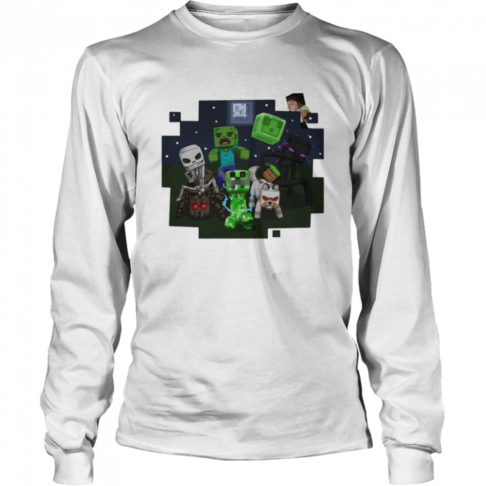 Monsters Minecraft Fun Game Shirt Long Sleeved T-Shirt