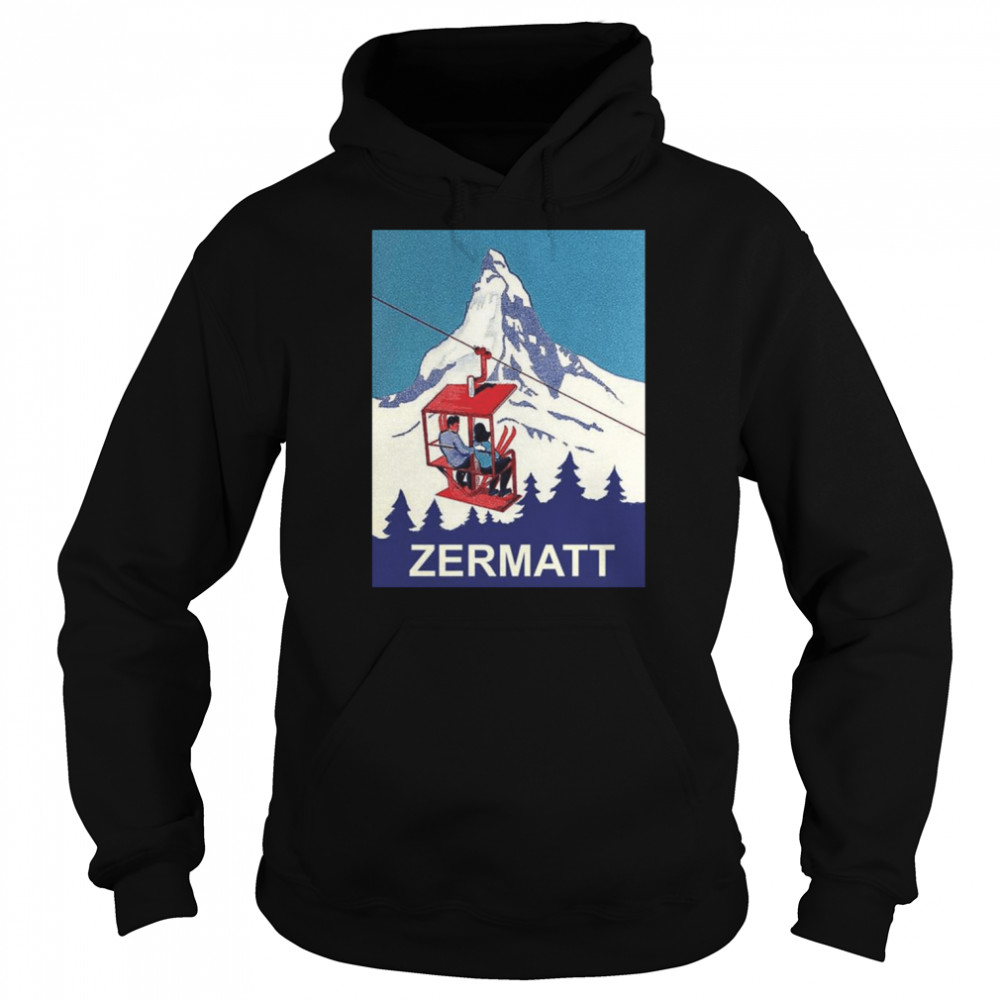 Zermatt Mountain Peak Couple On A Ski Lift Switzerland Shirt Unisex Hoodie