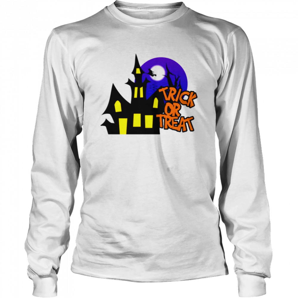 Horror Night In Haunted Mansion Trick Or Treat Halloween Shirt Long Sleeved T Shirt