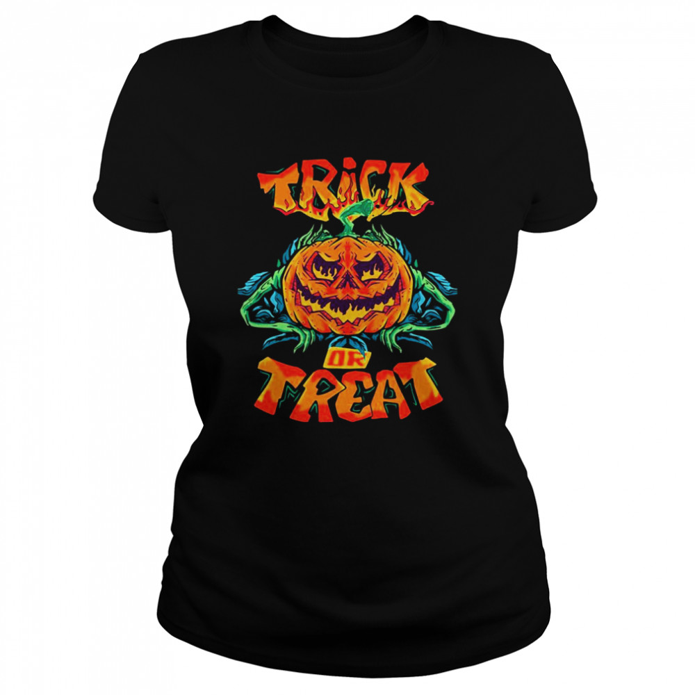 Iconic Night Trick Or Treat Scary Pumpkin Design Halloween Shirt Classic Women'S T-Shirt