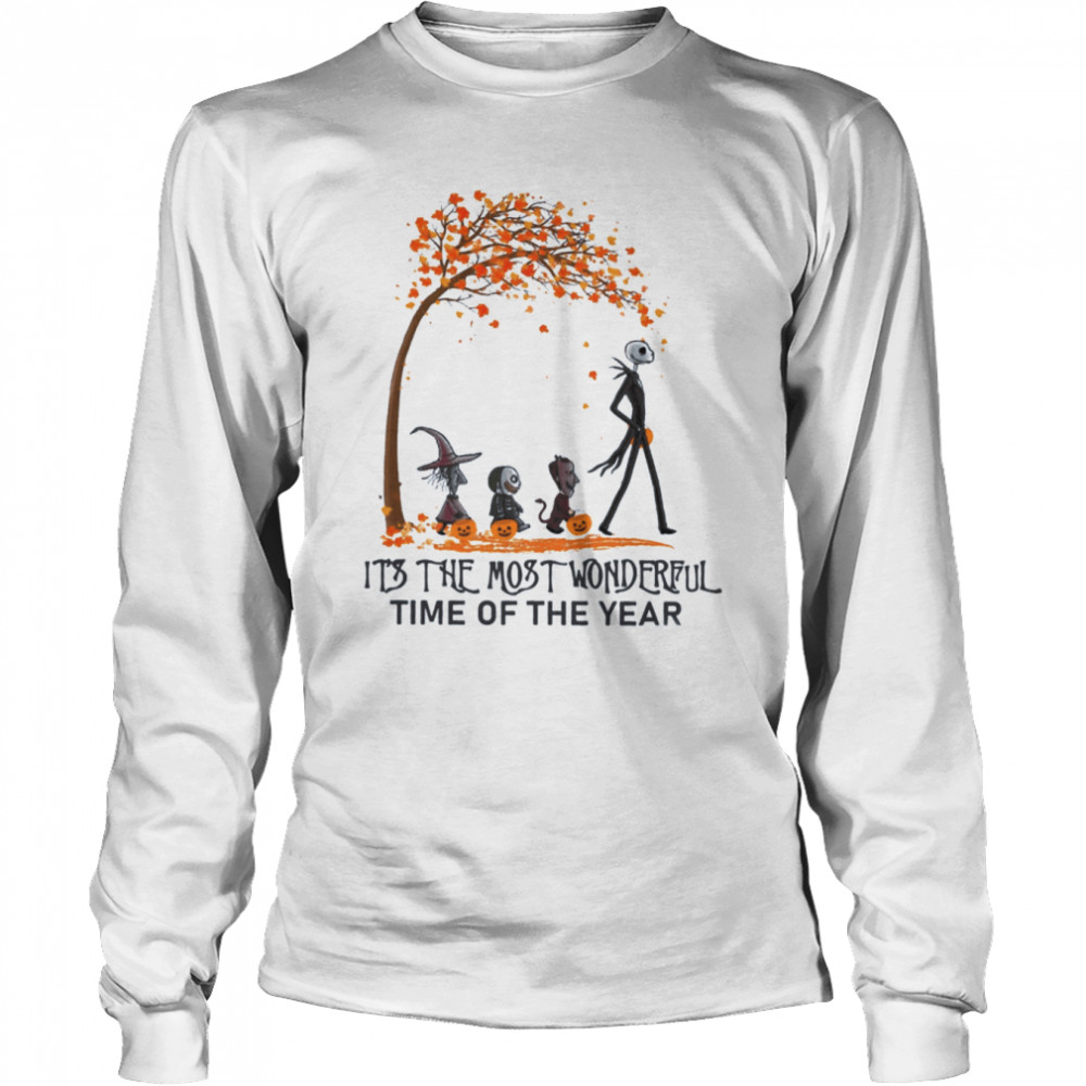 Jack Skellington It’s The Most Wonderful Time Of Year Nightmare Before Christmas Fall Pumpkin Halloween Shirt Long Sleeved T-Shirt