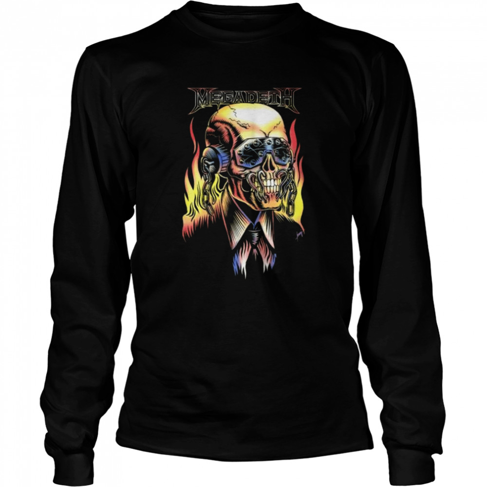 Megadeth Flaming Vic T- Long Sleeved T-Shirt