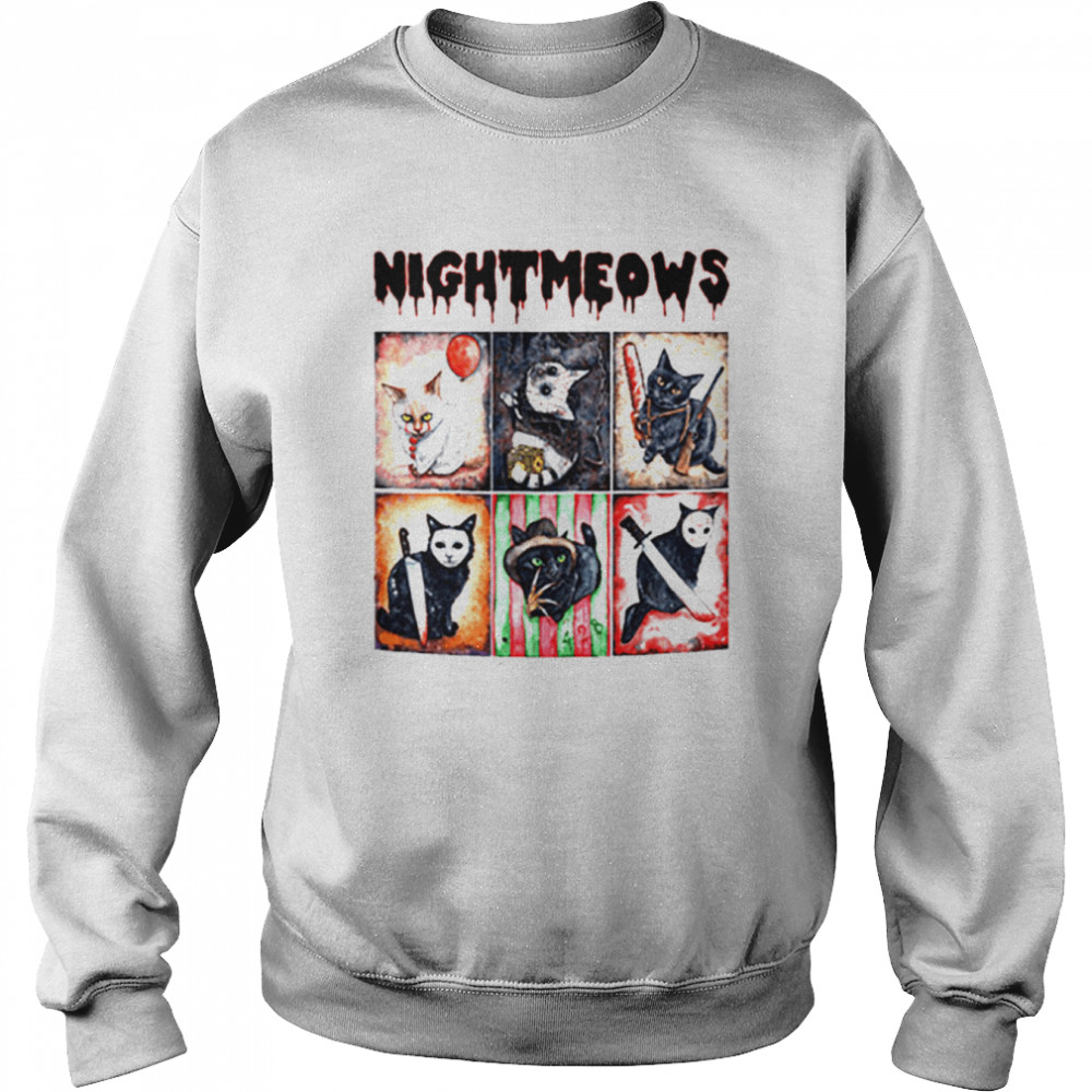 Nightmeows Horror Movie Cats Friends Horror Movie Cats Pumpkin Halloween Shirt Unisex Sweatshirt