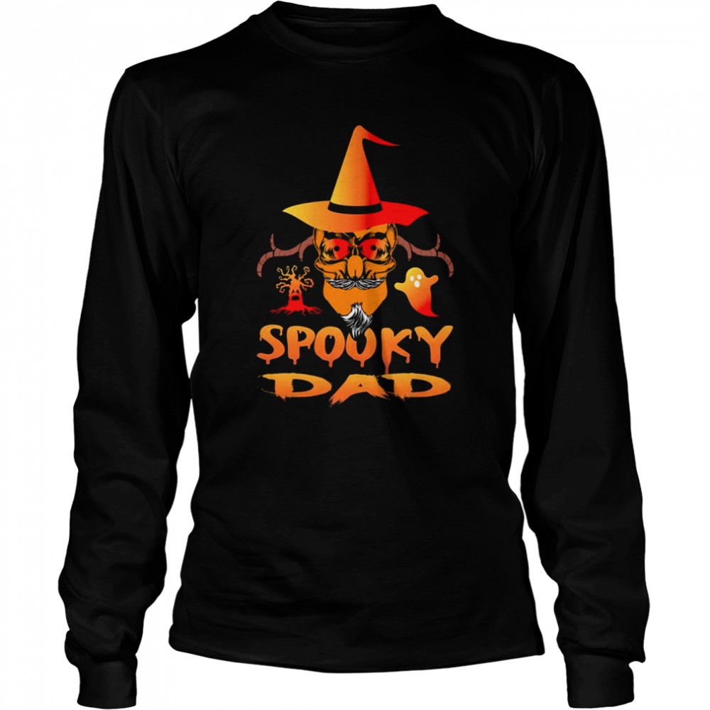Orange Hat Halloween Trick Or Treat Spooky Dad Shirt Long Sleeved T Shirt