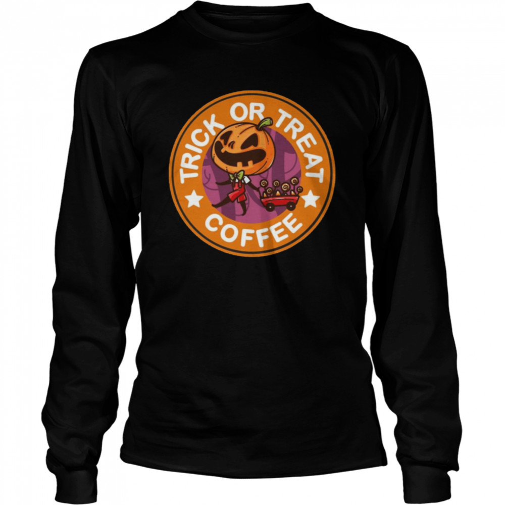 Orange Logo Halloween Trick Or Treat Coffee Shirt Long Sleeved T Shirt