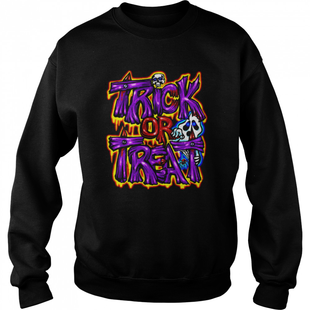 Purple Text Art Trick Or Treat Halloween Shirt Unisex Sweatshirt