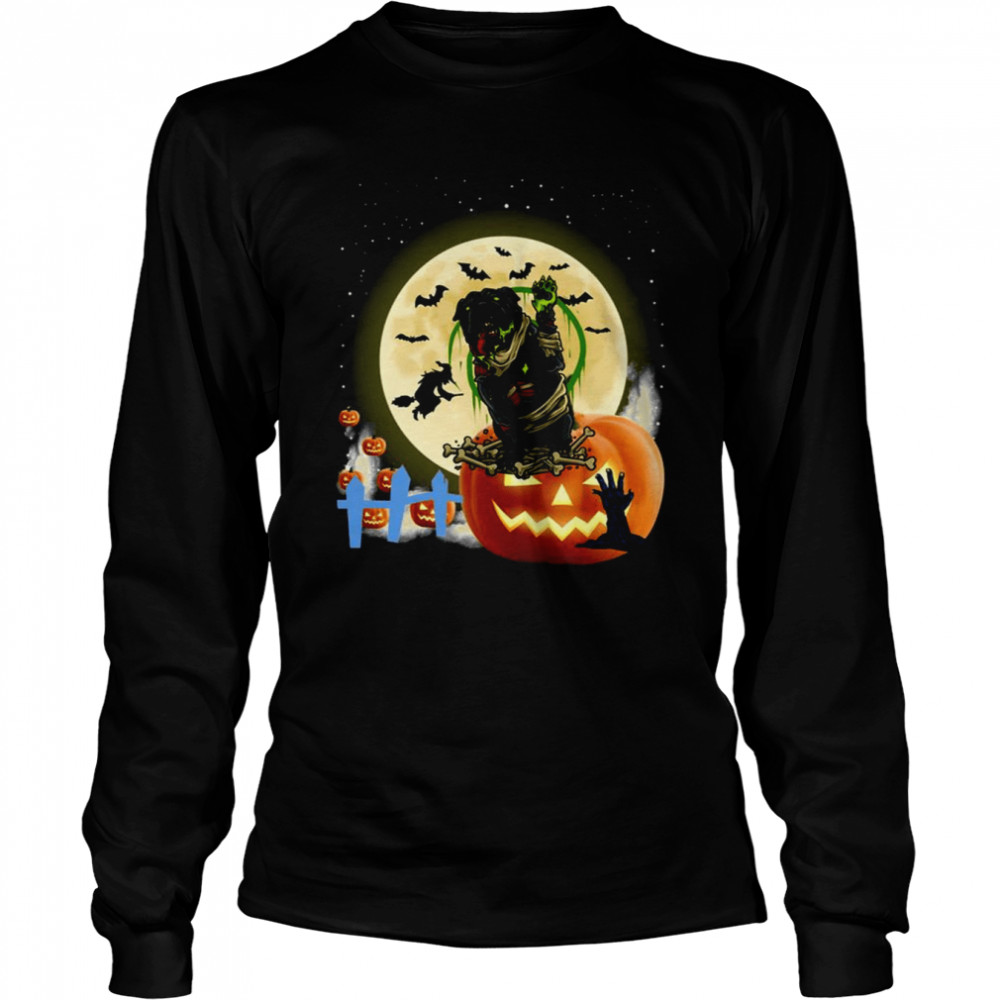 Scary Zombie Dog Halloween Trick Or Treat Shirt Long Sleeved T Shirt