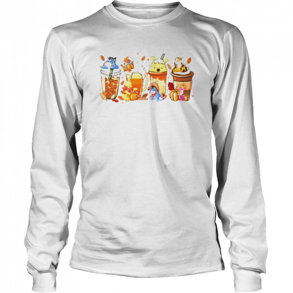 Winnie The Pooh Halloween Coffee Shirt Long Sleeved T Shirt