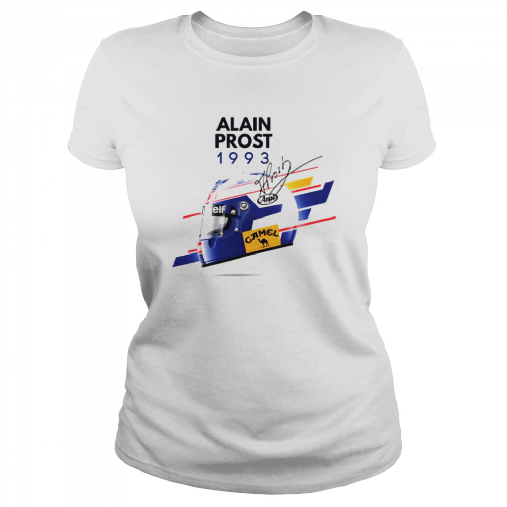 1993 Helmet Poster Alain Prost Formula 1 Car Racing F1 Shirt Classic Womens T Shirt