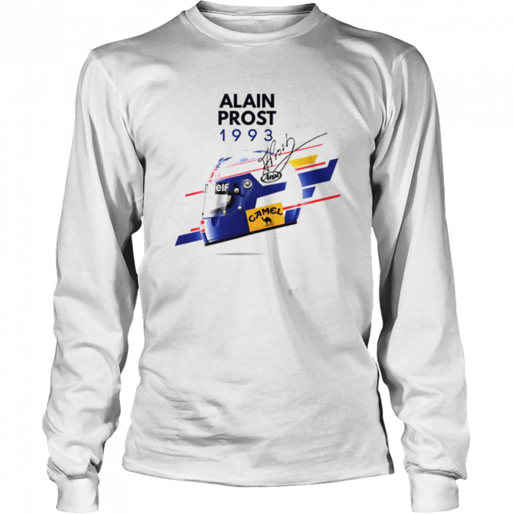 1993 Helmet Poster Alain Prost Formula 1 Car Racing F1 Shirt Long Sleeved T-Shirt