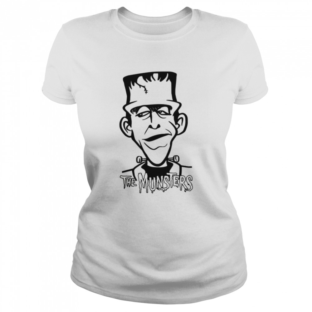 Black And White Art Herman Munster Cartoon Outline Shirt Classic Womens T Shirt