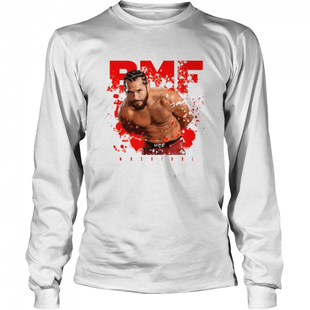 Bmf Red Text Jorge Masvidal Mixed Martial Shirt Long Sleeved T Shirt