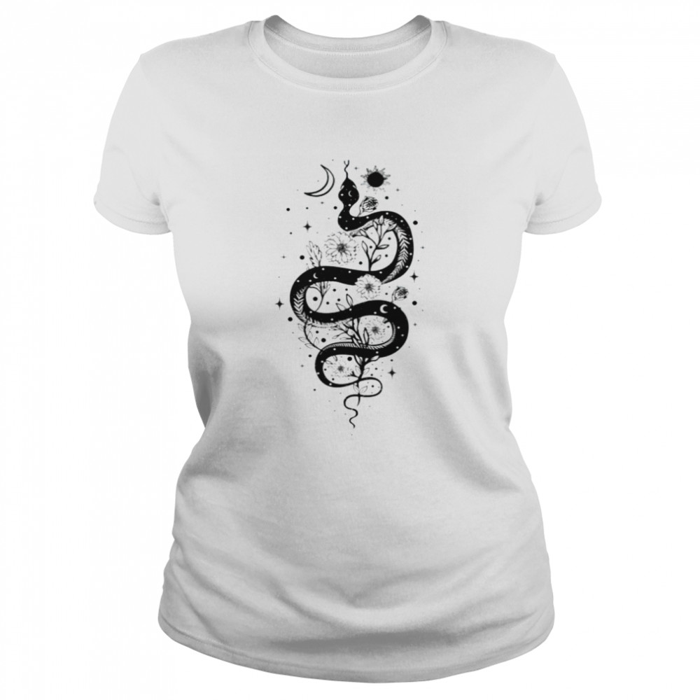 Floral Snake Reptile Aesthetic Shirt Classic Womens T Shirt