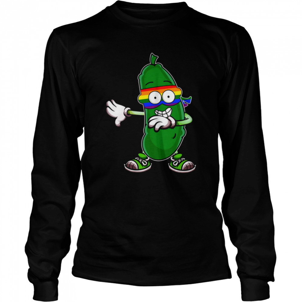 Lgbt Pickle Dabbing Cucumber Funny Rainbow Gay Pride Shirt Long Sleeved T Shirt
