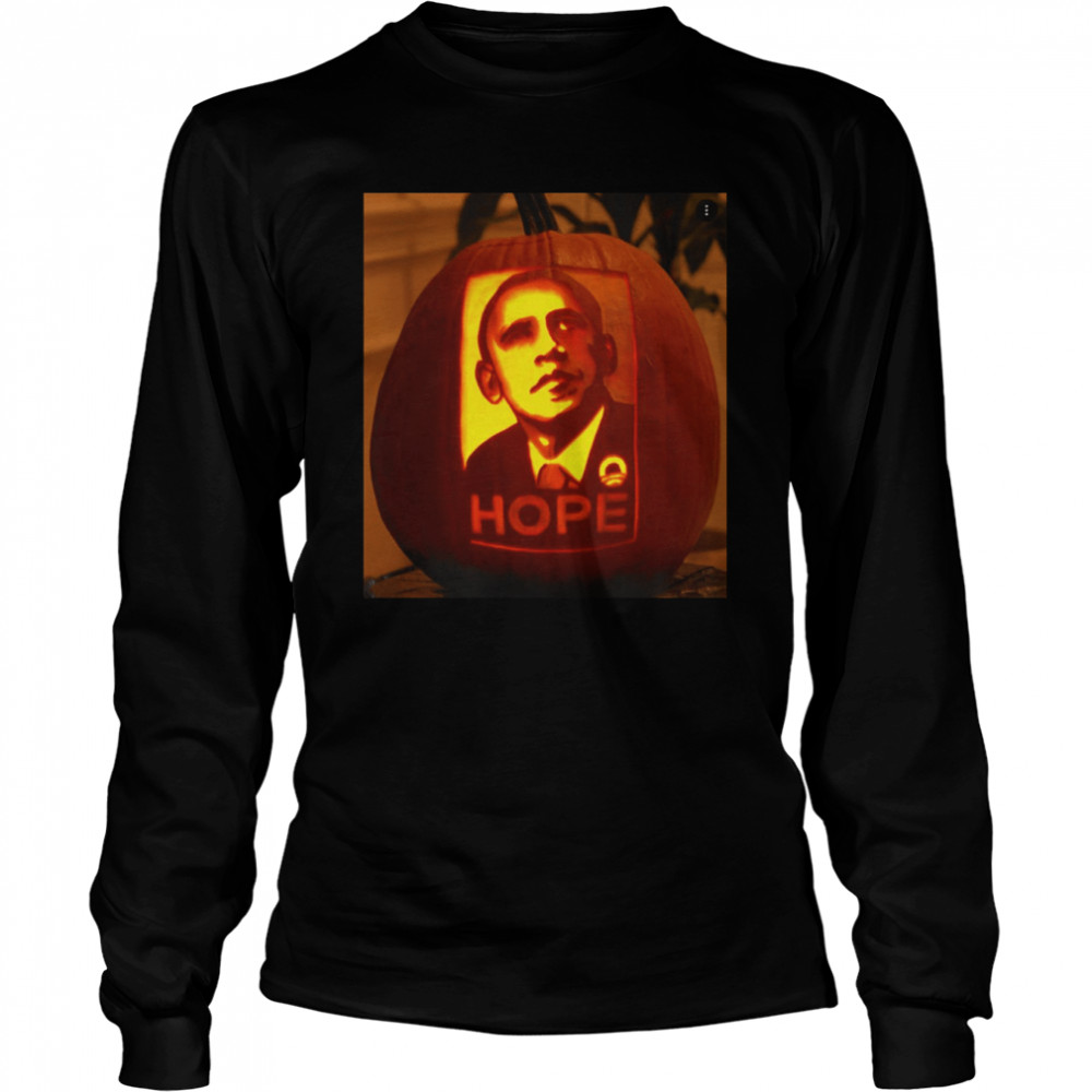 Obama Hope Pumpkin Carving Obama Halloween T Long Sleeved T Shirt